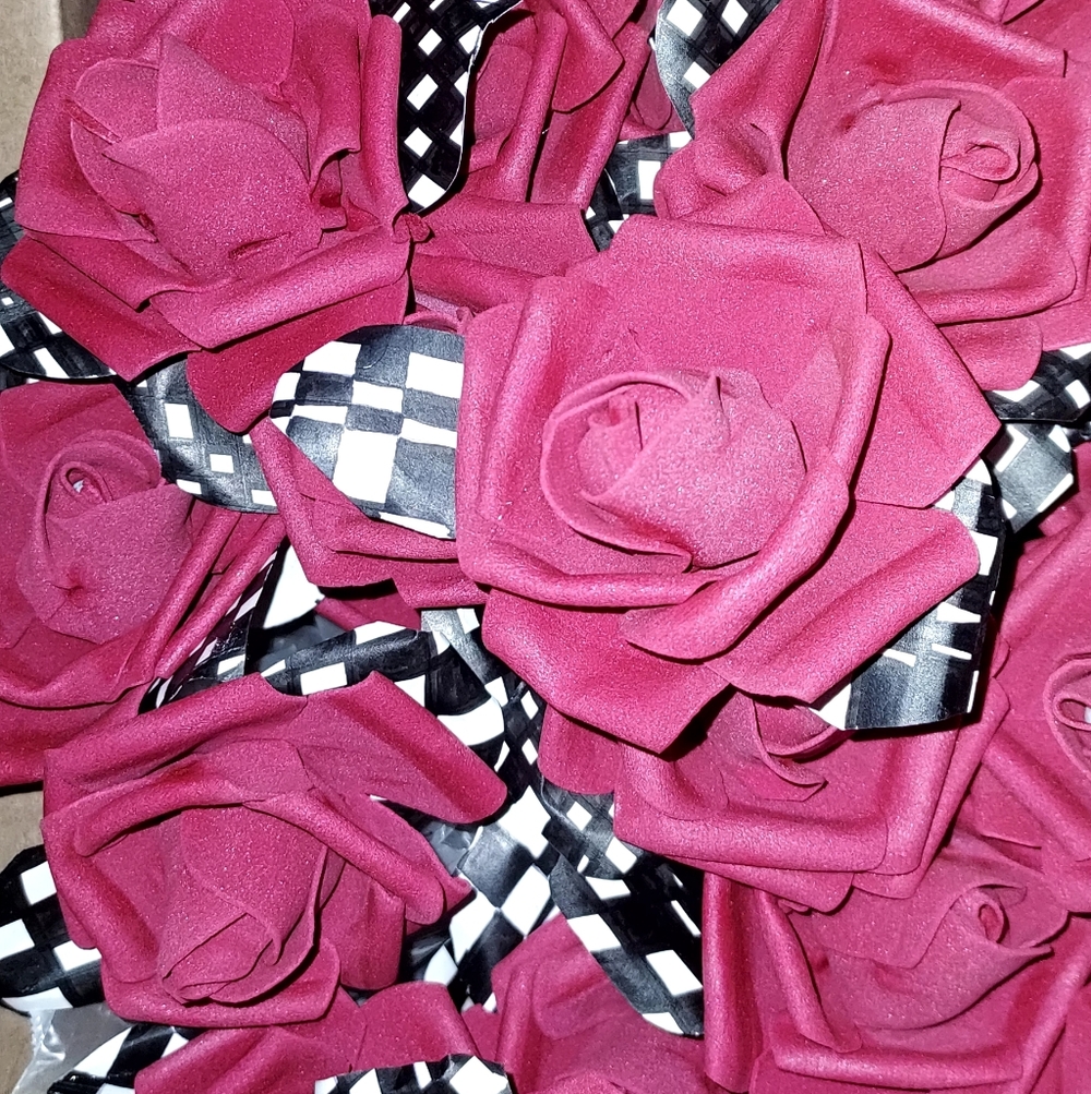 MacKenzie-Childs Inspired Deep Red Faux Roses 50 Rose Heads - Picture 3 of 3